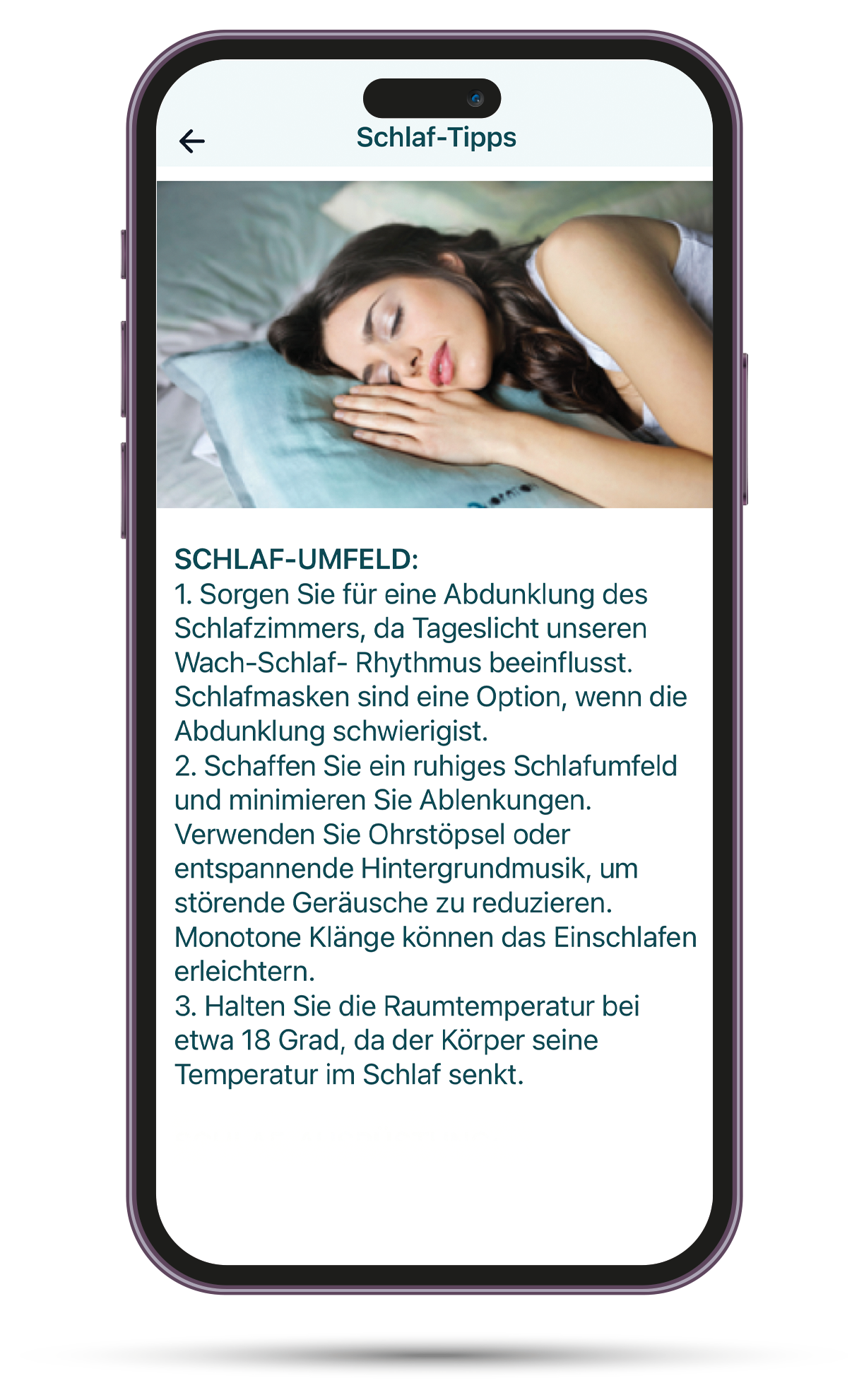 Prehab M App Schlaftipps
